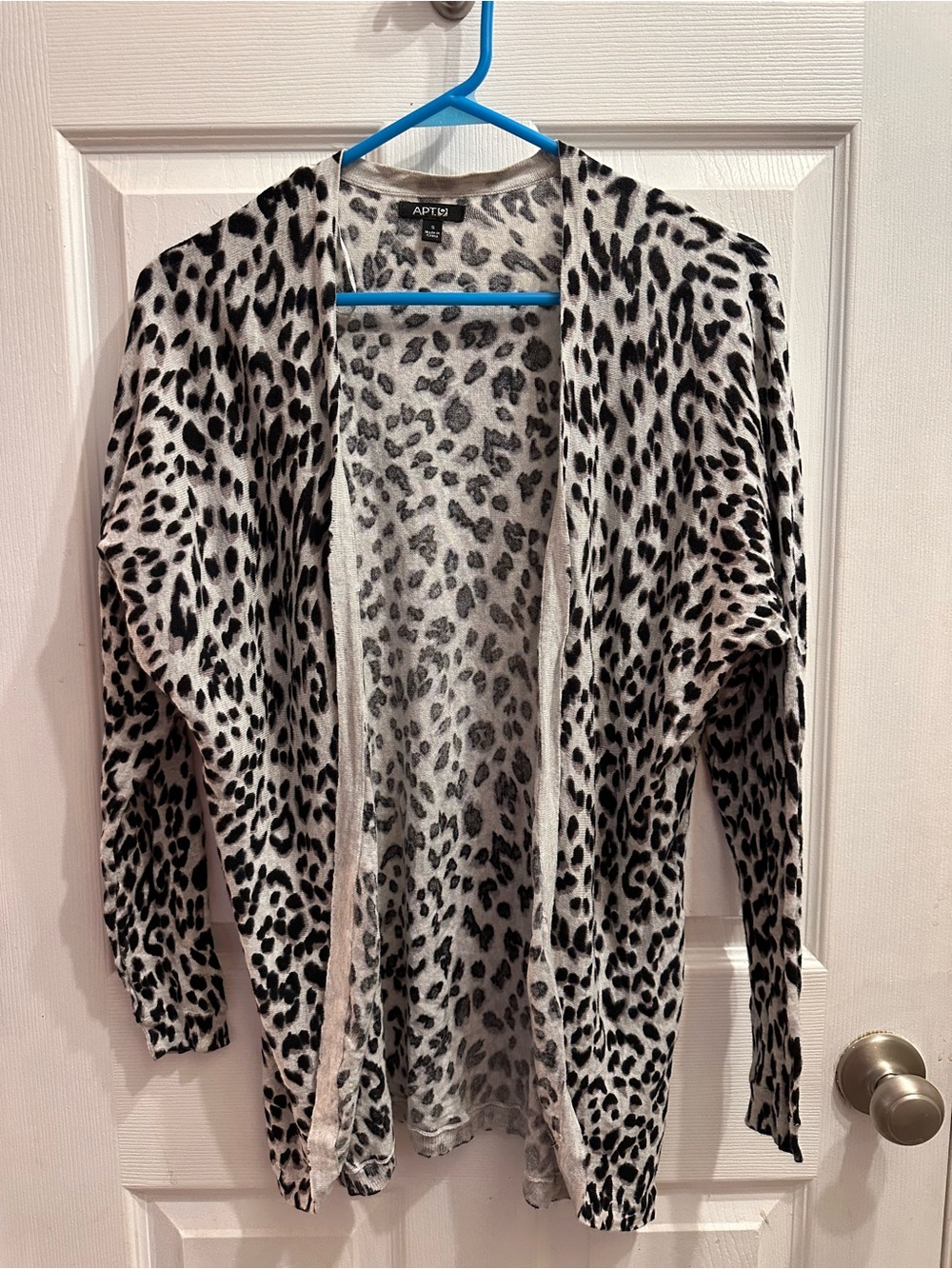 Apt. 9 Black & White with grey  Leopard Print Open Cardigan